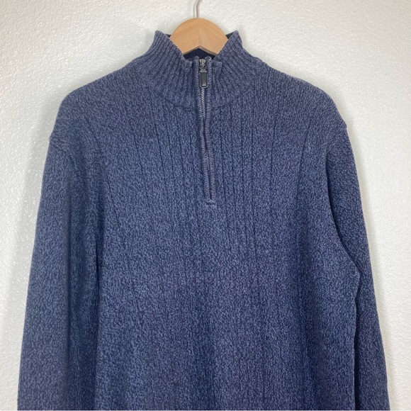 Oscar de la Renta Mens  1/4 zip sweater XL Pull Over Navy Minimalist - Picture 6 of 14